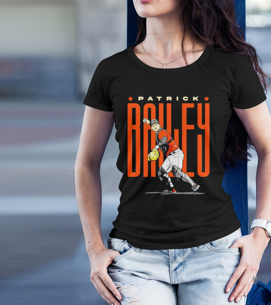 Patrick Bailey Baseball Player Illustration With Orioles Colors T-Shirt