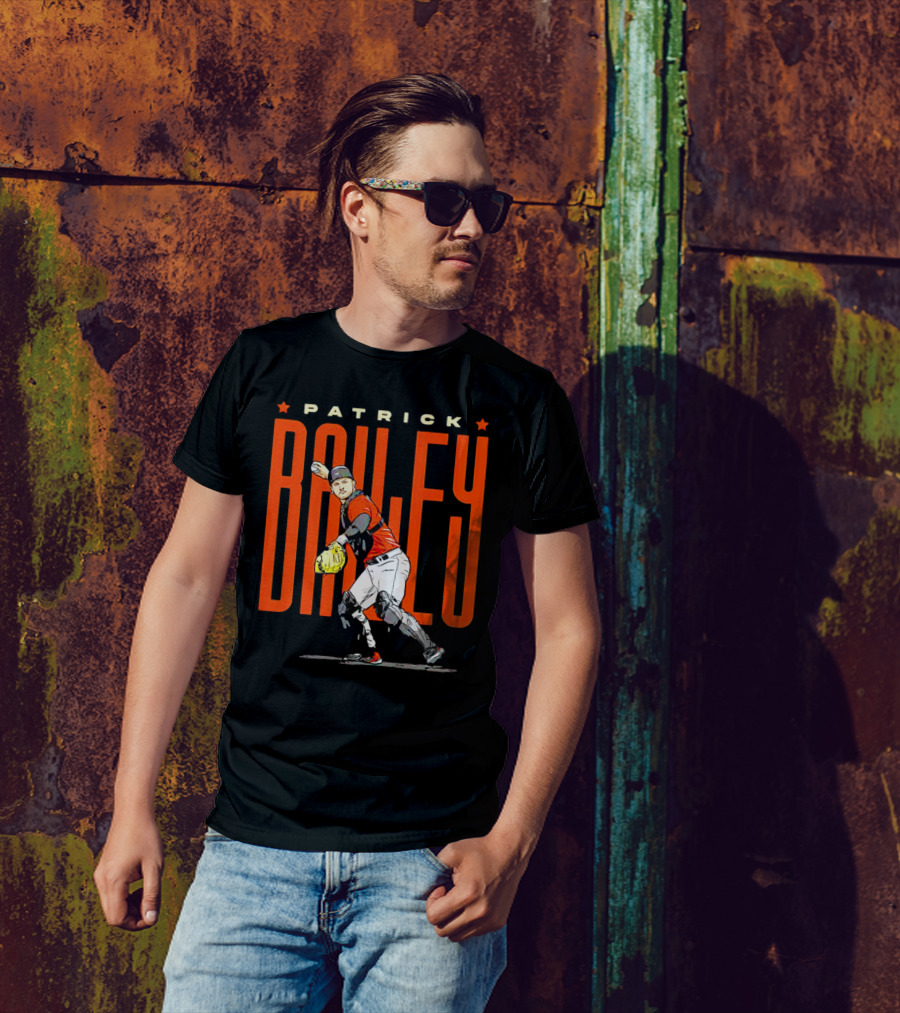 Patrick Bailey Baseball Player Illustration With Orioles Colors T-Shirt