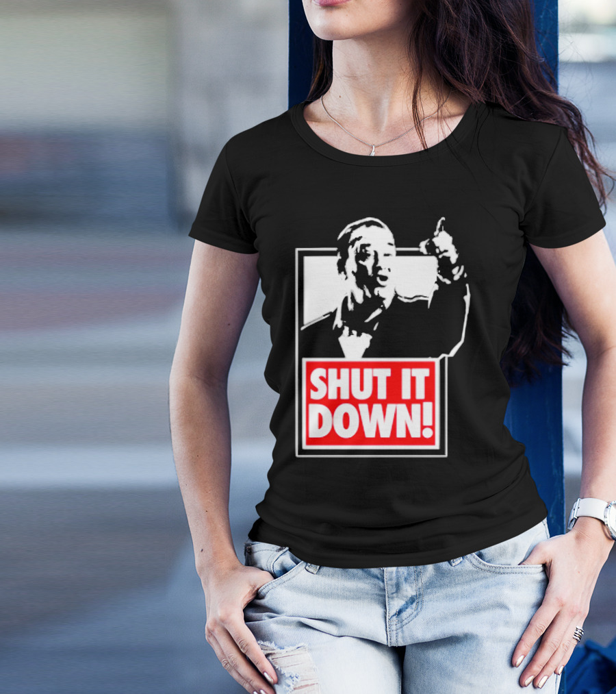 SHUT IT DOWN Meme Bold Red And White Iconic T-Shirt