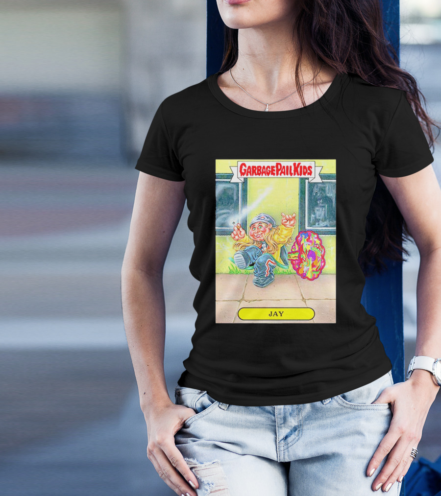 Garbage Pail Kids Jay Character Smoking Graffiti Parody Sticker T-Shirt