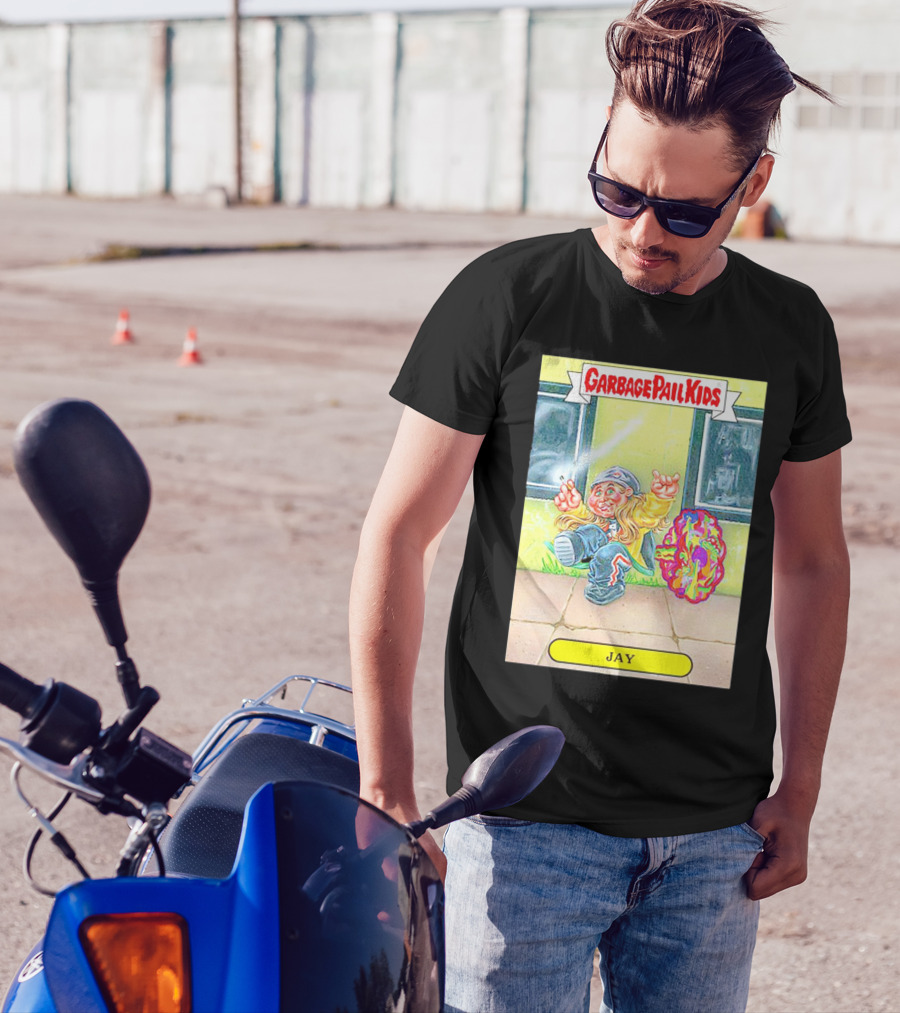 Garbage Pail Kids Jay Character Smoking Graffiti Parody Sticker T-Shirt