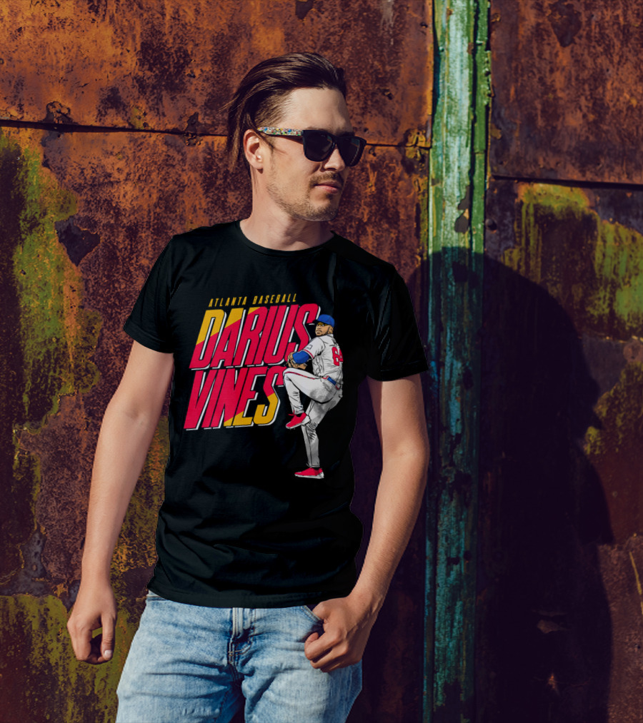 Atlanta Baseball Darius Vines 64 Pitching Action T-Shirt