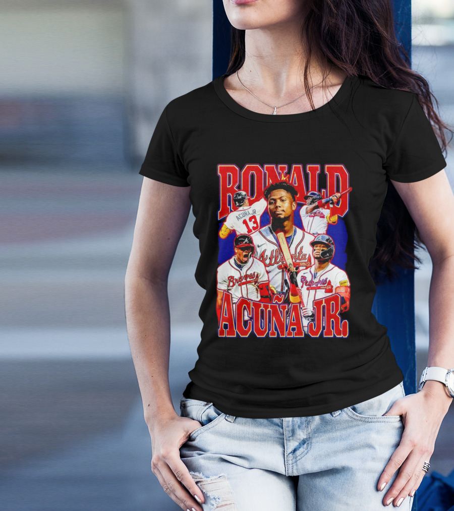 Ronald Acuña Jr Atlanta Braves Vintage Baseball Player Collage T-Shirt