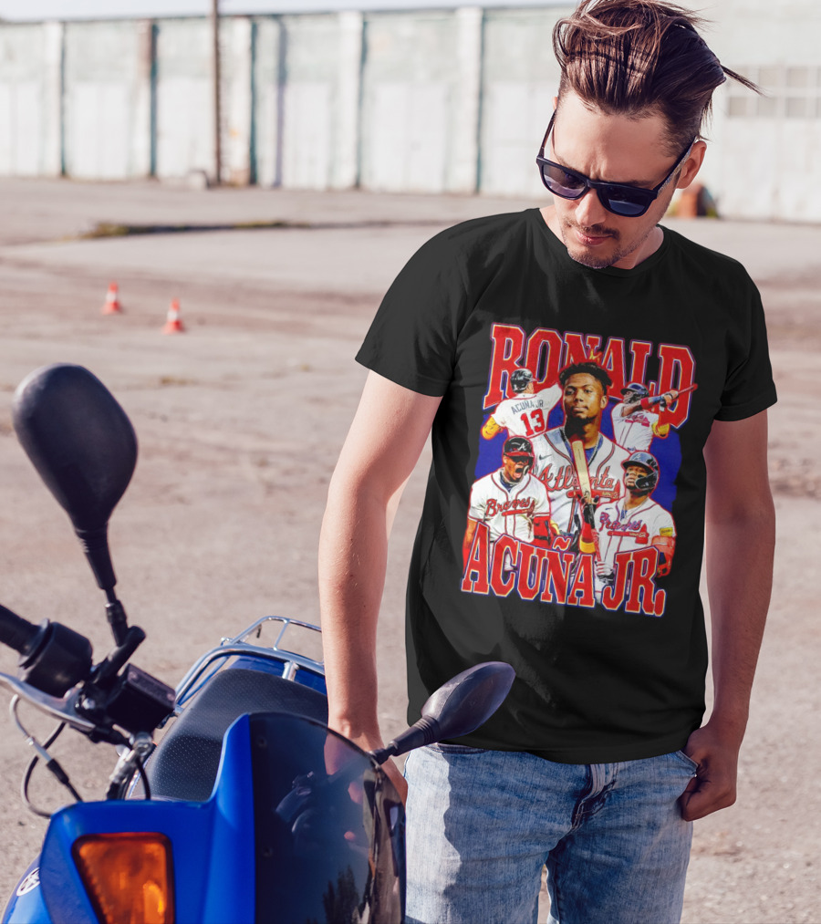 Ronald Acuña Jr Atlanta Braves Vintage Baseball Player Collage T-Shirt