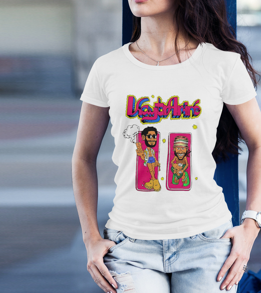 Kaytramine Smoking Drinking Cartoon Characters Relaxing T-Shirt