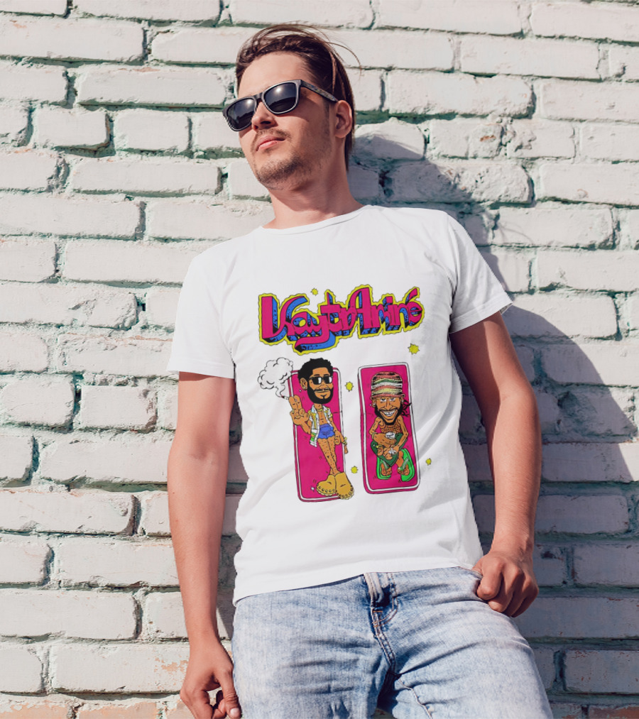 Kaytramine Smoking Drinking Cartoon Characters Relaxing T-Shirt