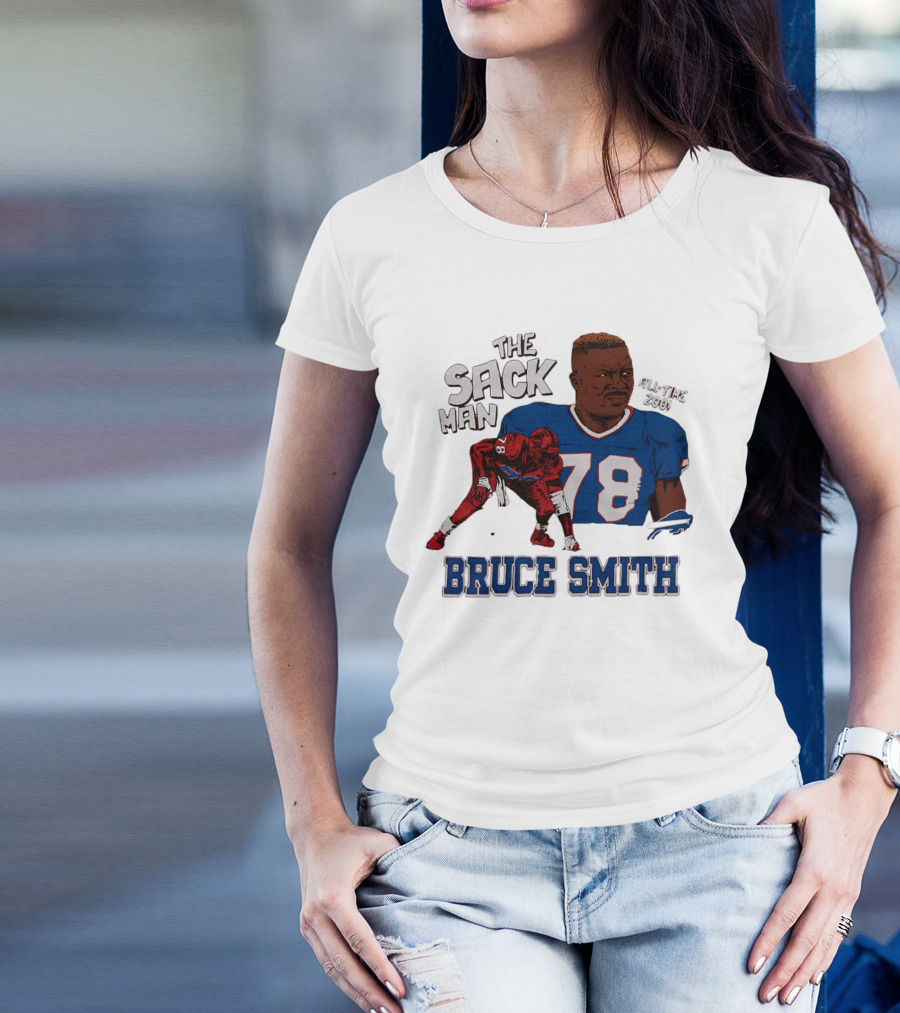 The Sack Man 78 Bruce Smith Buffalo Bills All Time 200 Career Sacks T-Shirt