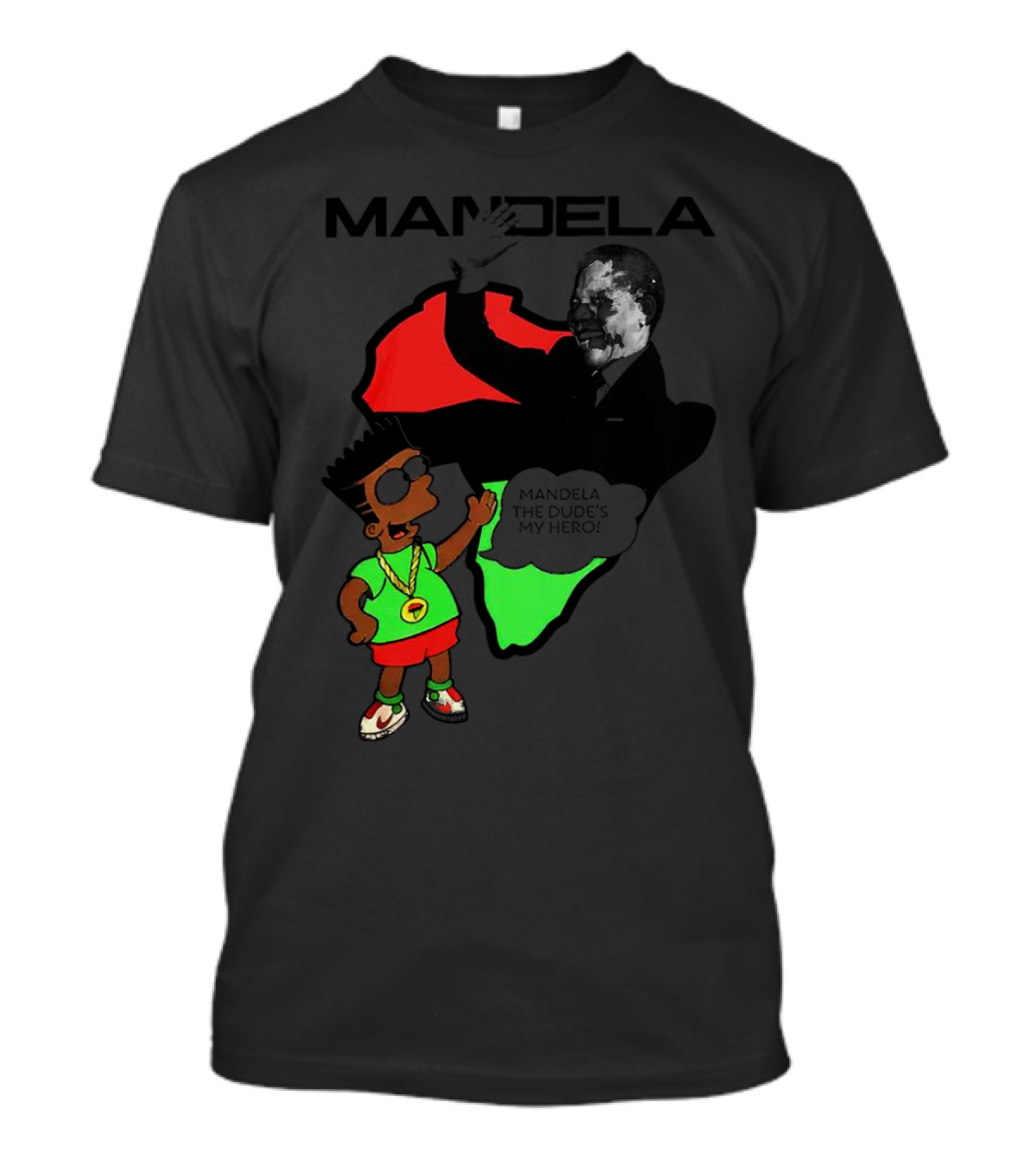 Mandela Bart Simpsons The Dude's My Hero Africa T-Shirt