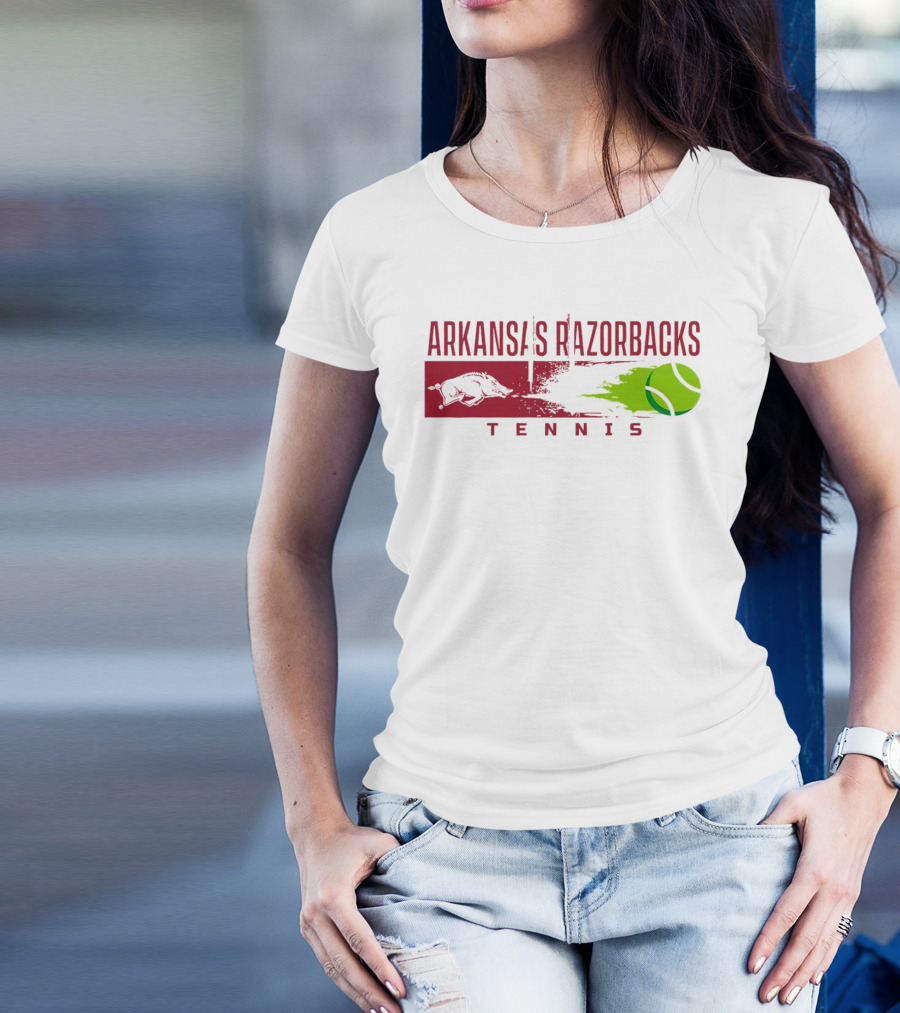 Arkansas Razorbacks Tennis Neon Green Ball And Hog T-Shirt