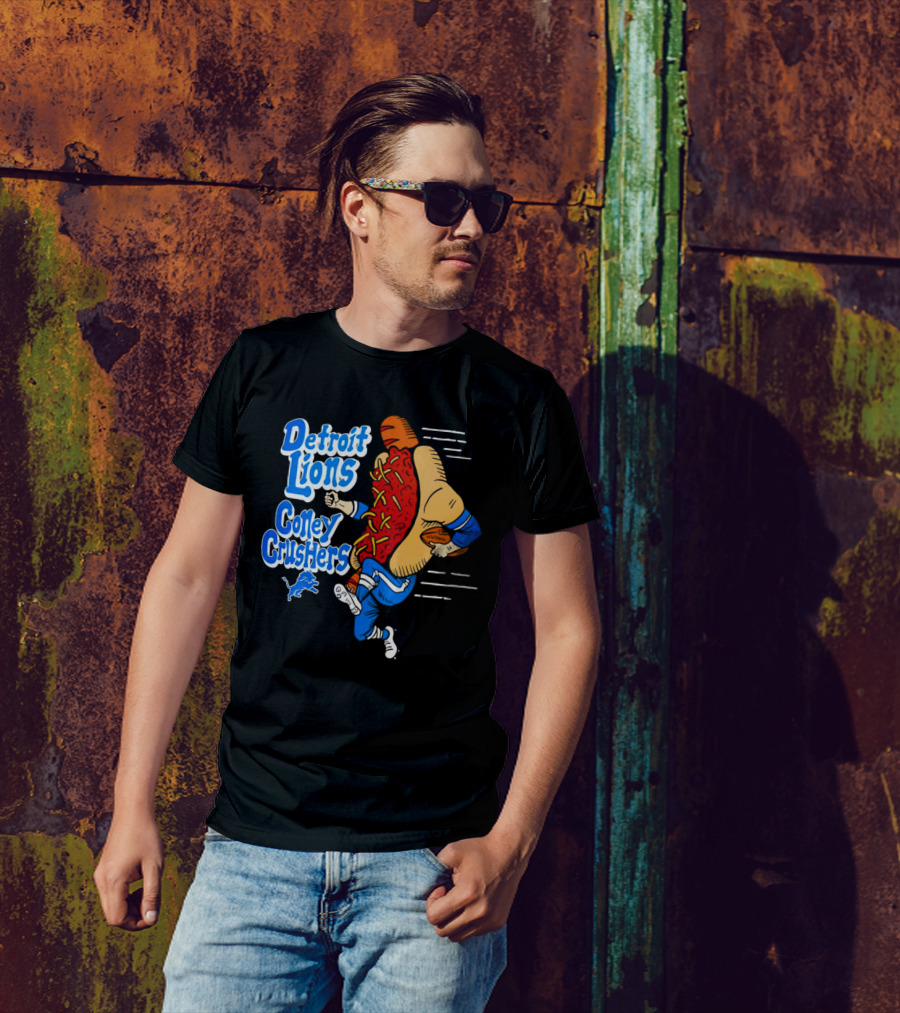 Detroit Lions Coney Crushers Football Hot Dog Dash T-Shirt
