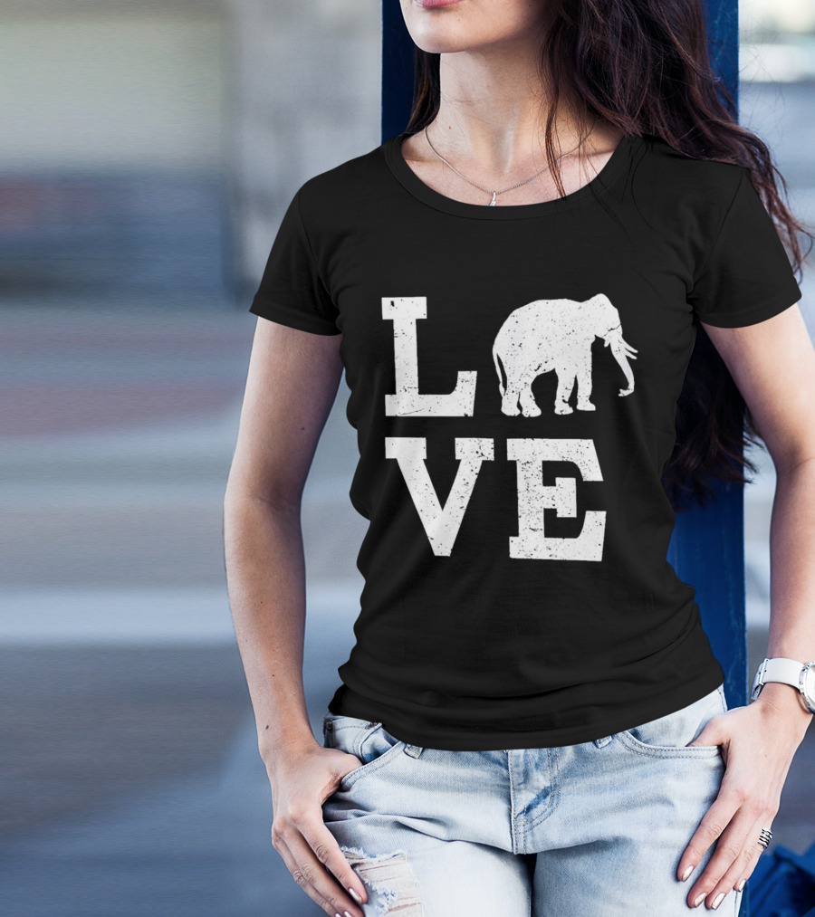 Love Elephant Vintage Style Animal T-Shirt