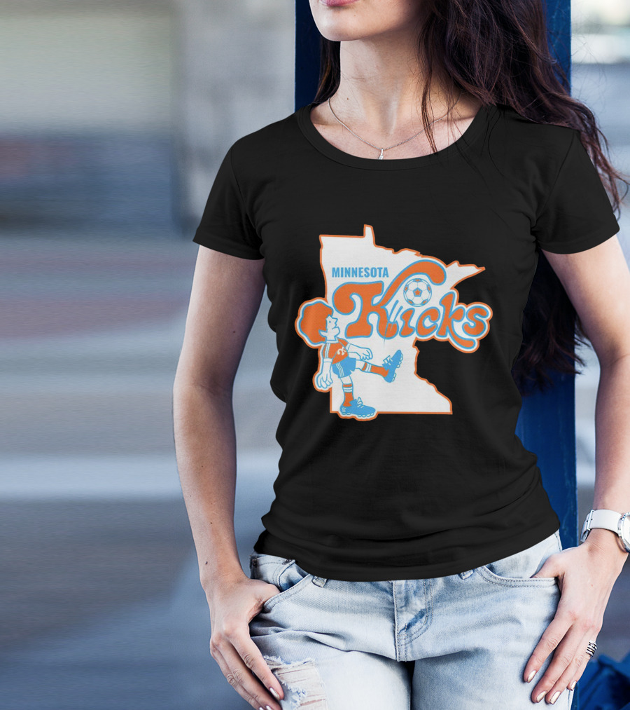 Minnesota Kicks Soccer Player In State Outline T-Shirt