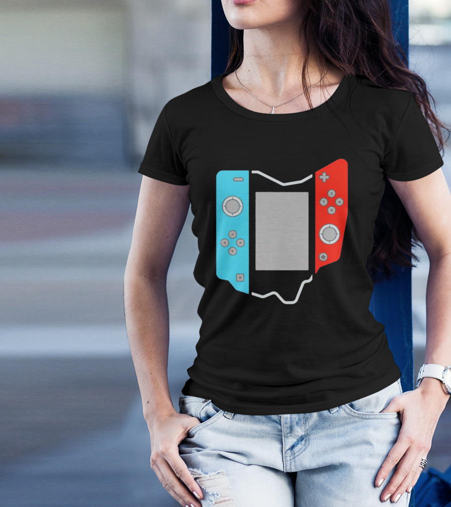 Ohio Gamepad Outline With Blue And Red Controller T-Shirt