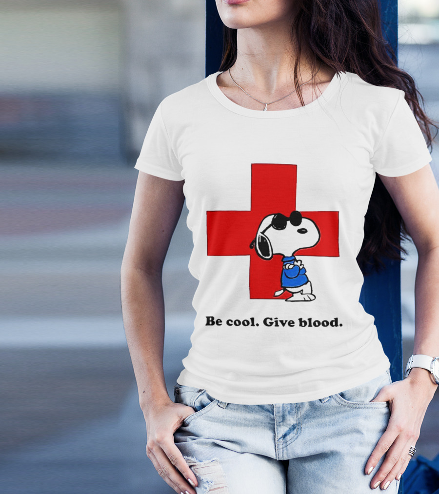 Snoopy Be Cool Give Blood Peanuts Red Cross T-Shirt