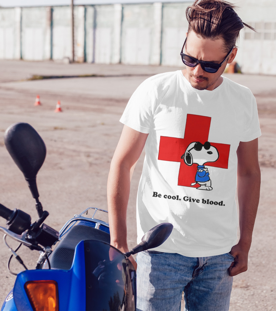 Snoopy Be Cool Give Blood Peanuts Red Cross T-Shirt