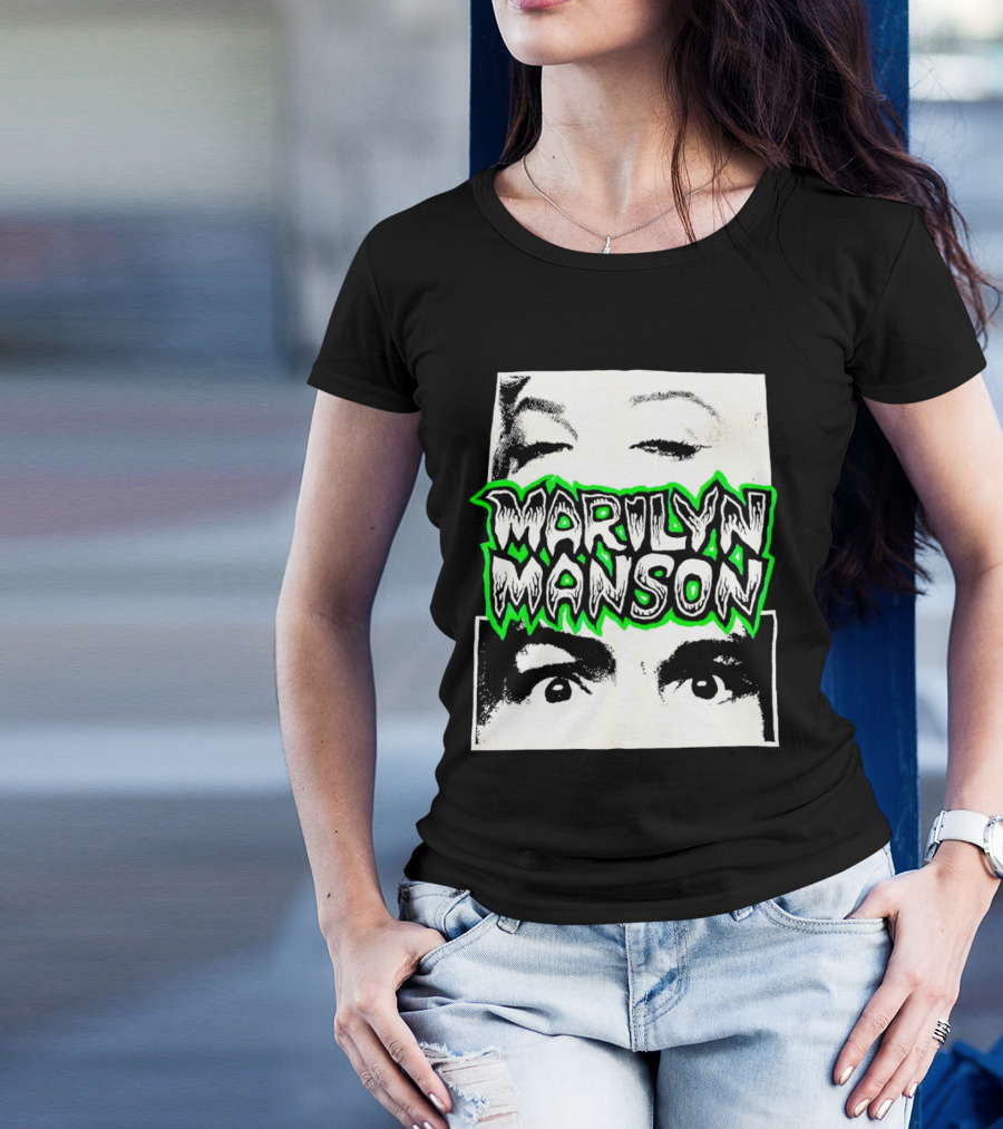 Marilyn Manson Face Illusion With Eyes Contrast T-Shirt