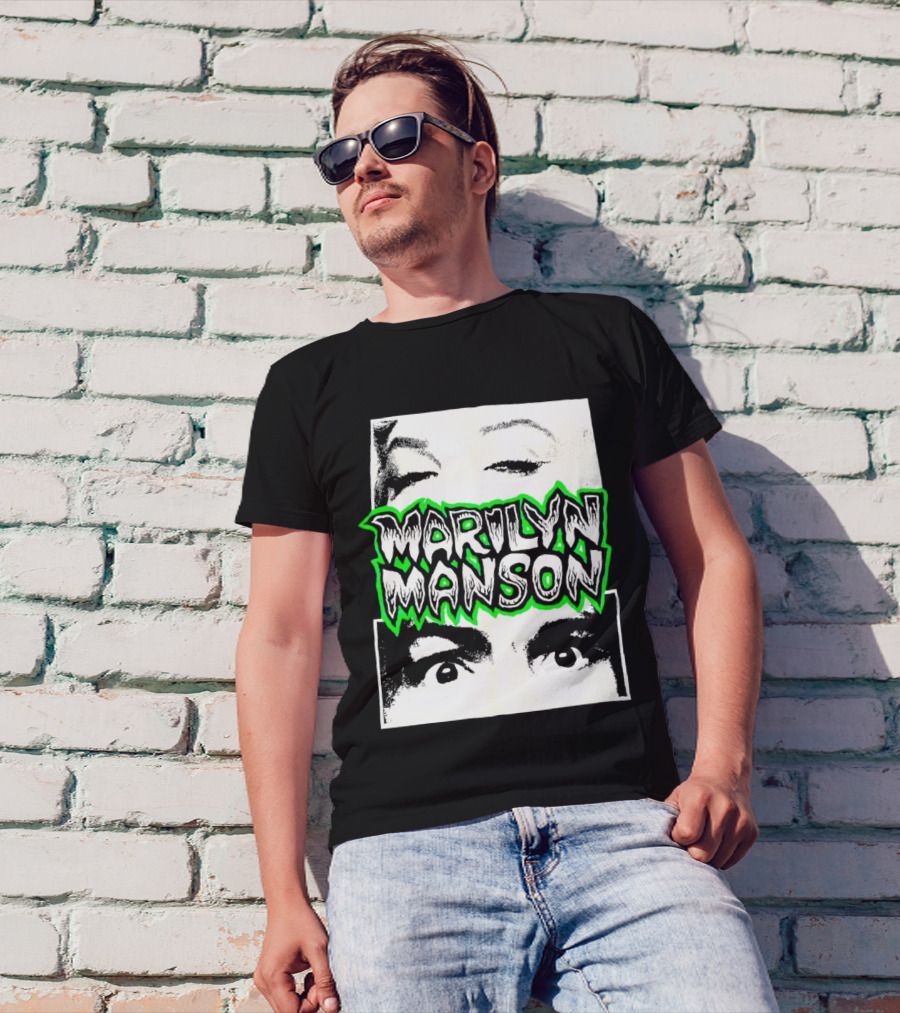Marilyn Manson Face Illusion With Eyes Contrast T-Shirt