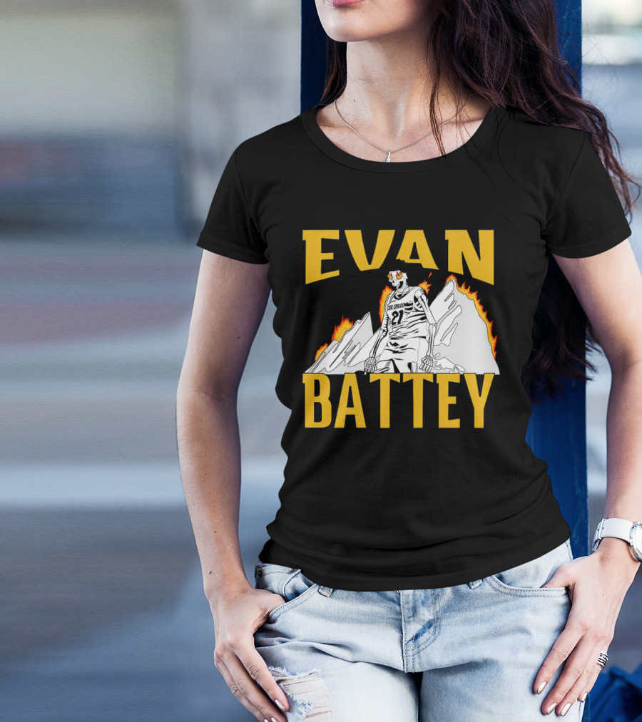 Evan Battey Colorado Buffaloes Basketball 21 Mountain Flames T-Shirt