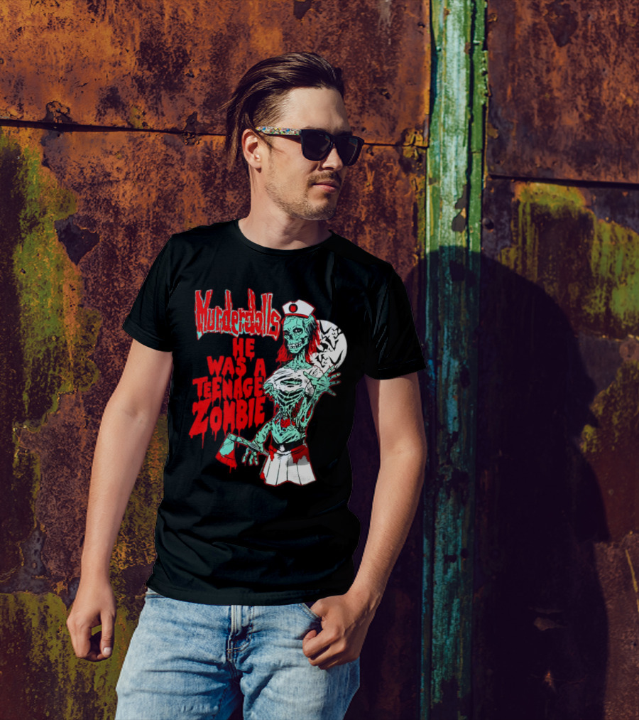 Murderdolls He Was A Teenage Zombie Nurse With Axe And Moon T-Shirt