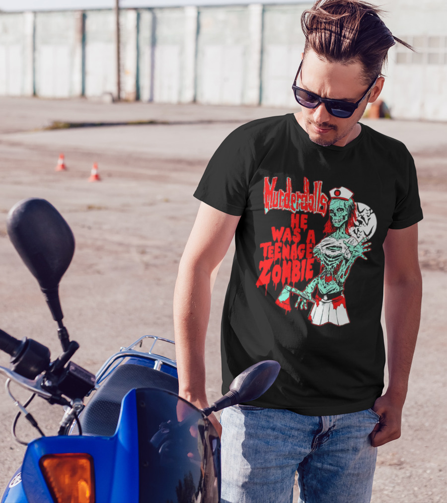 Murderdolls He Was A Teenage Zombie Nurse With Axe And Moon T-Shirt