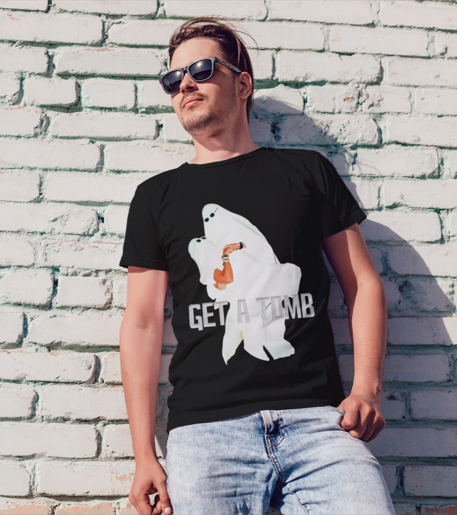 GET A TOMB Ghosts Carrying Figure Halloween Humor T-Shirt