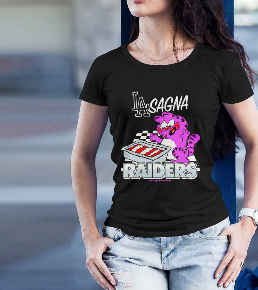 Garfield Lasagna Raiders LA Pink Cat Northumberland T-Shirt