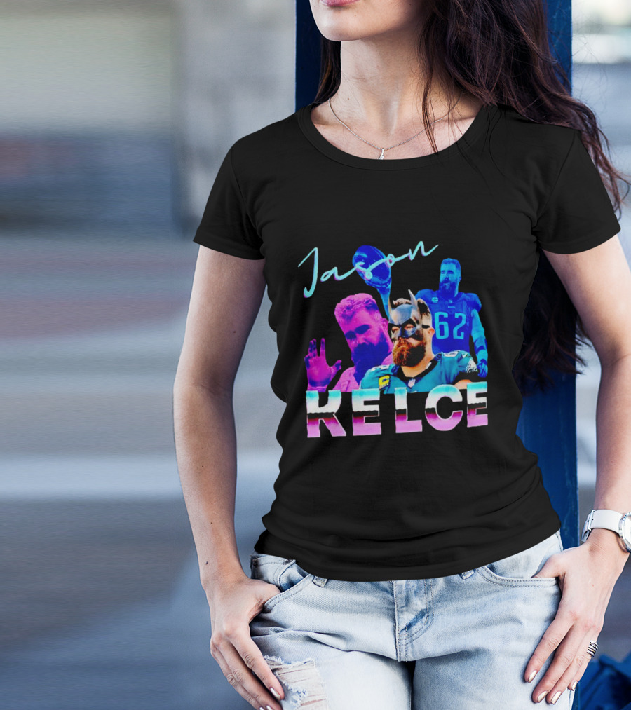 Jason Kelce Philadelphia Eagles Football Player Retro Collage T-Shirt