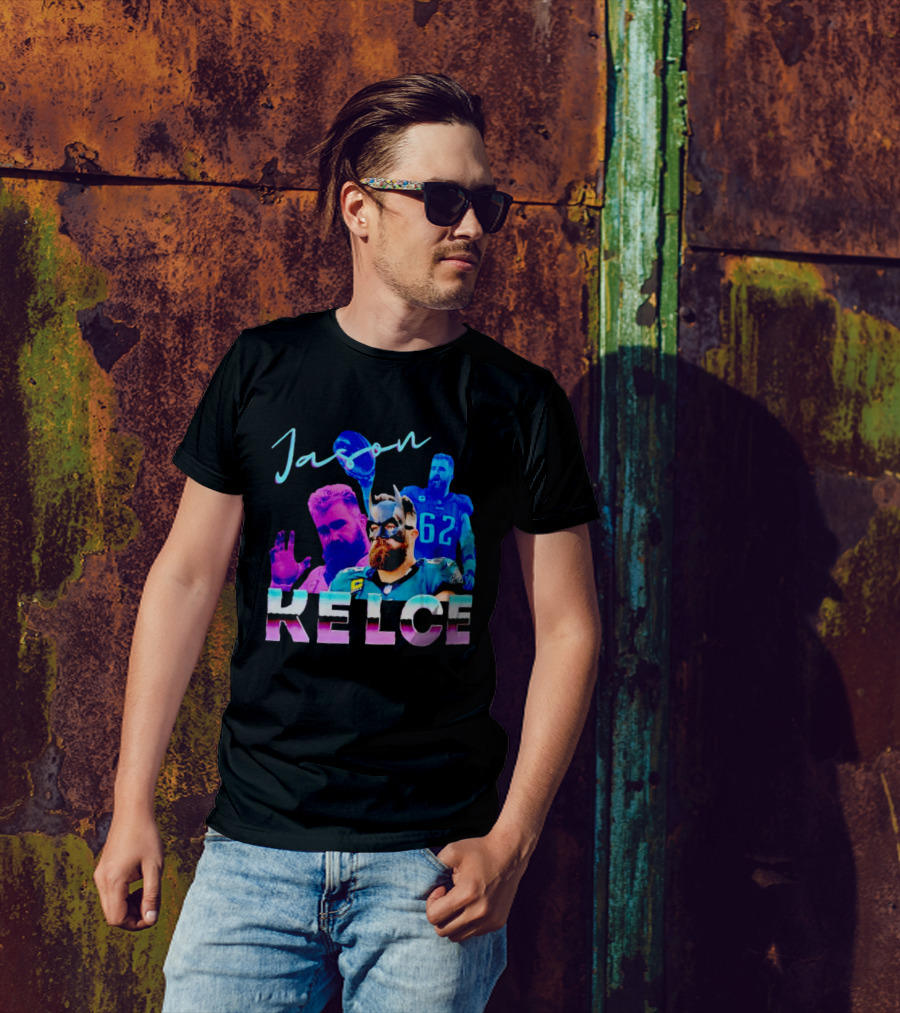 Jason Kelce Philadelphia Eagles Football Player Retro Collage T-Shirt