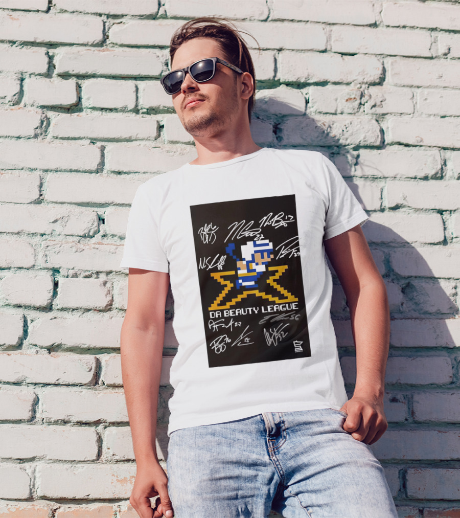 Da Beauty League Pixelated Hockey Player With Signatures T-Shirt