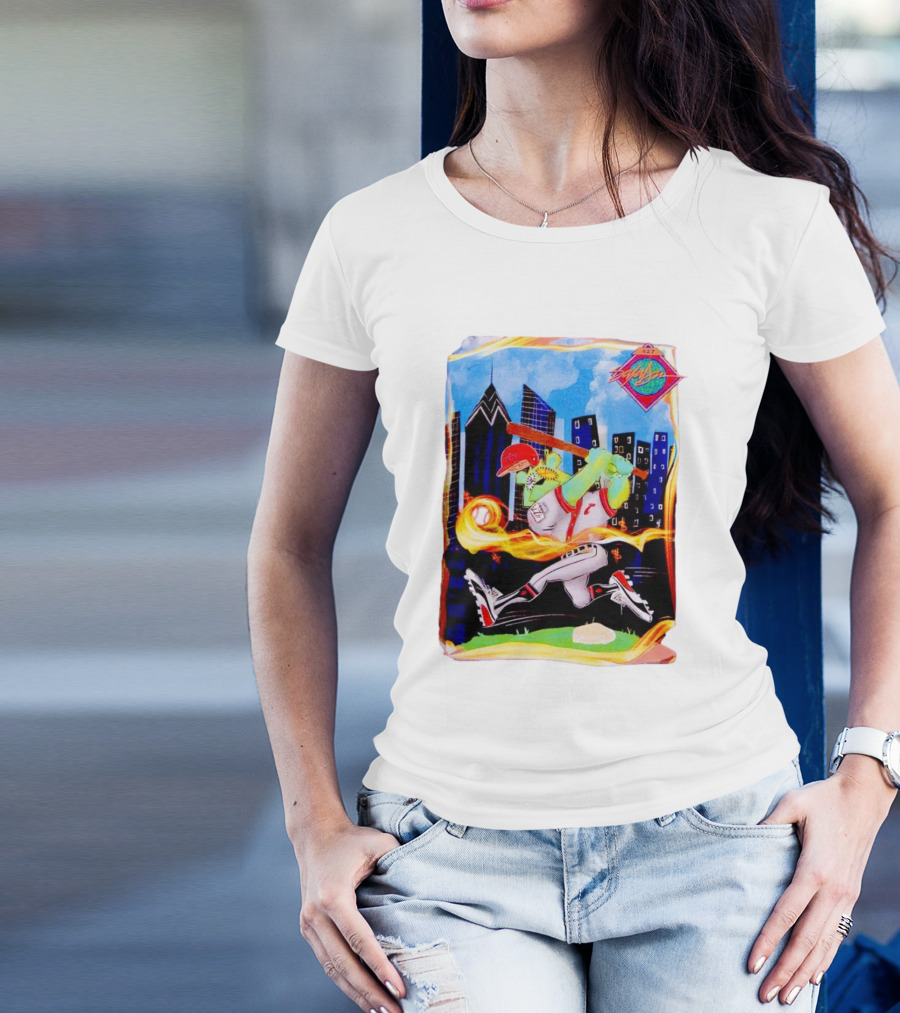 King Saladeen Baseball Caricature With Philadelphia Skyline And Color Splash T-Shirt