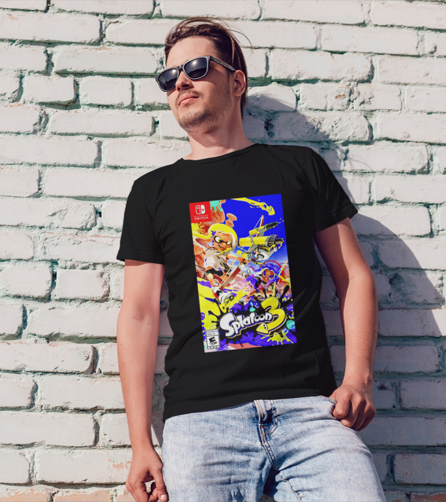 Nintendo Switch Splatoon 3 Box Art Colorful Ink Battle T-Shirt