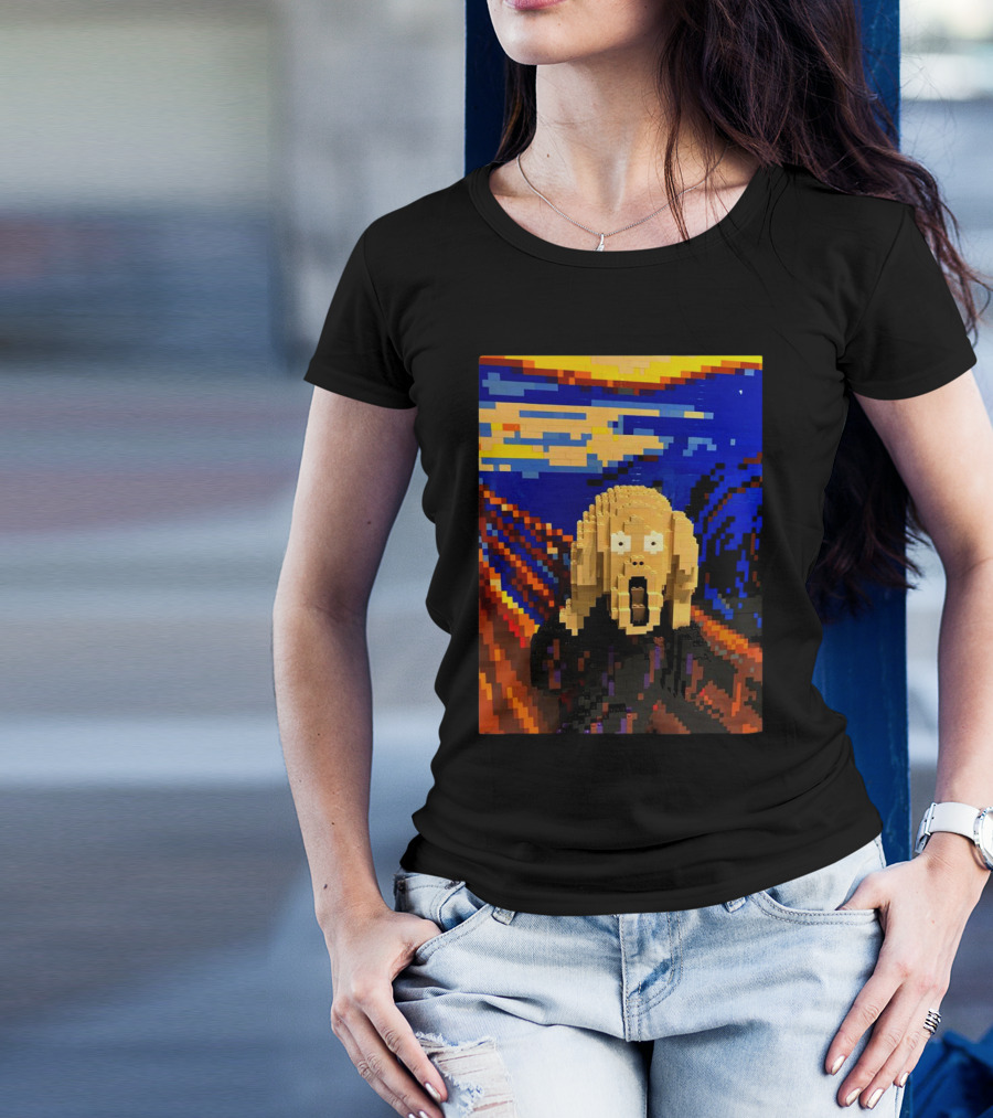 The Lego Scream Edvard Munch Mosaic T-Shirt