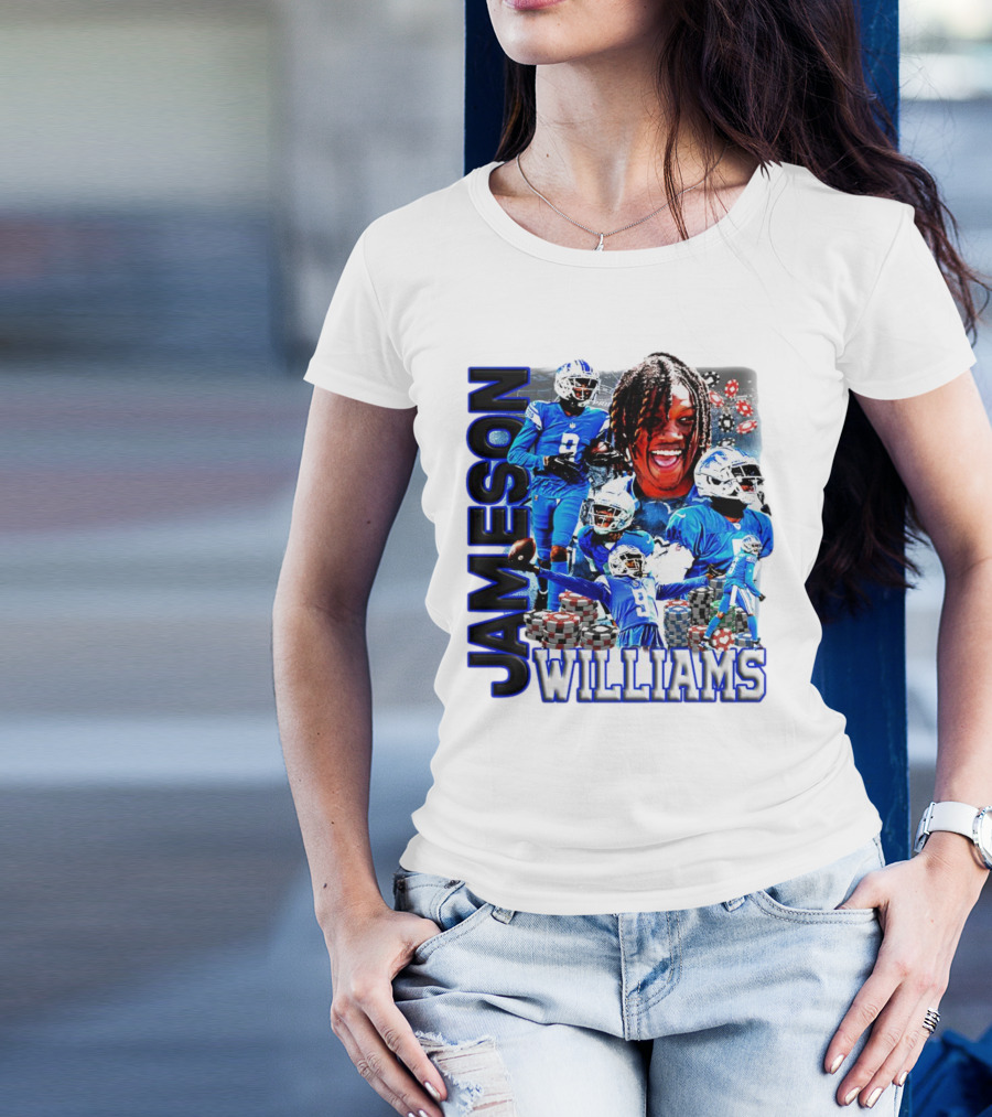 Jameson Williams Detroit Lions Football NFL Athlete Montage T-Shirt