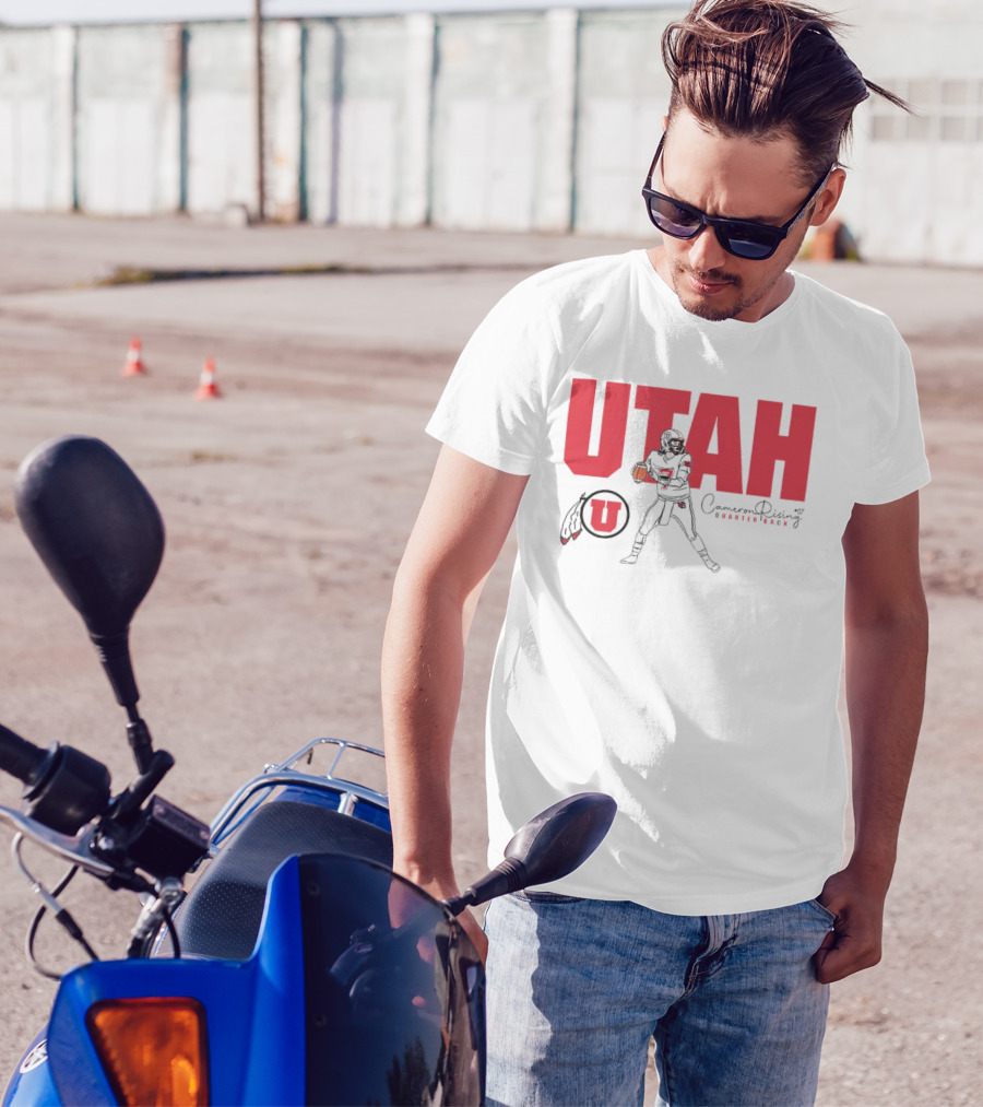 Utah Utes #7 Cameron Rising Quarterback Caricature T-Shirt