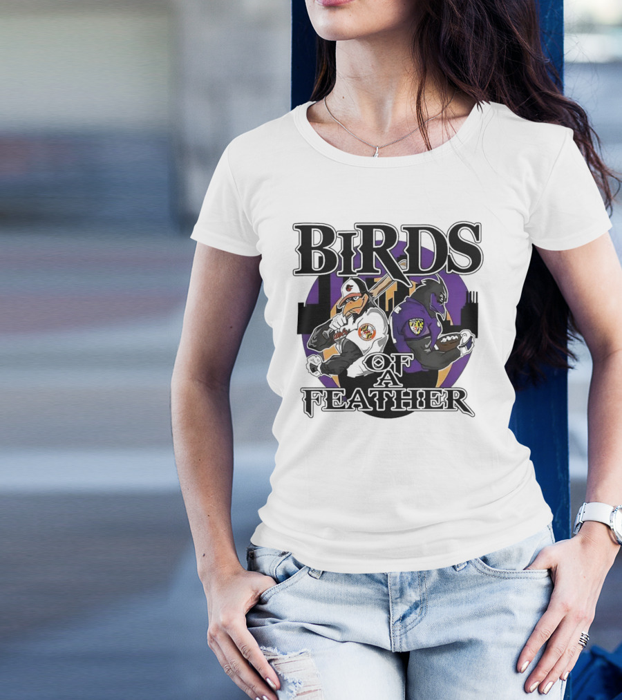 Birds Of A Feather Baltimore Ravens And Orioles T-Shirt