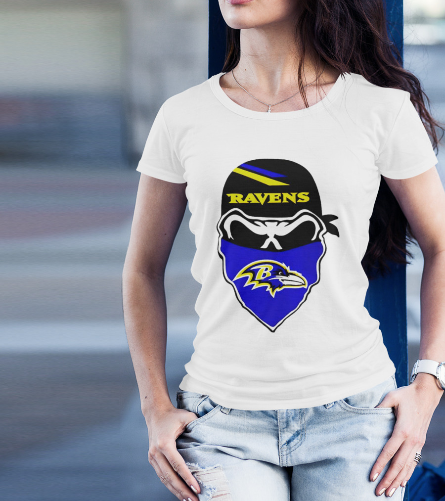 Ravens Skull Bandana Logo Baltimore Ravens T-Shirt