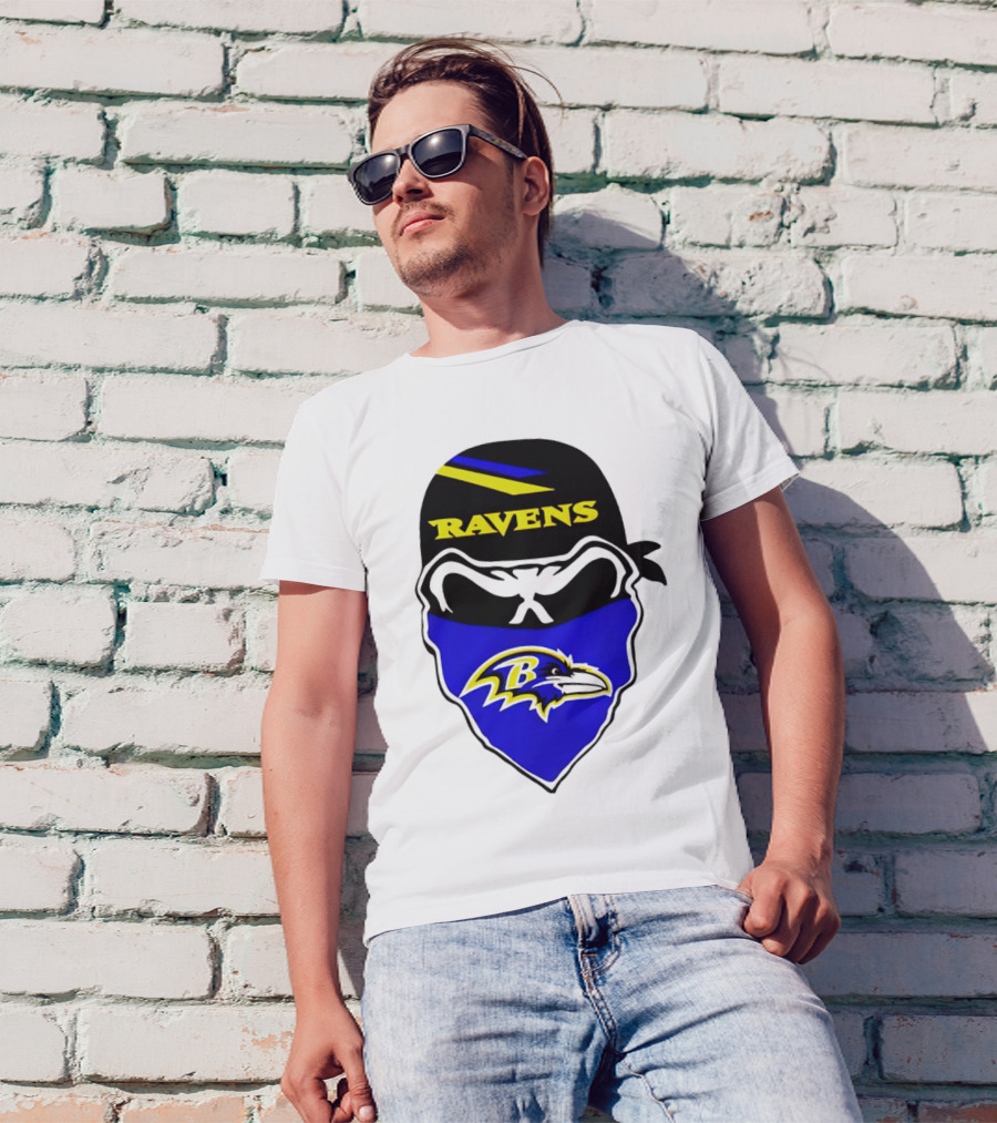 Ravens Skull Bandana Logo Baltimore Ravens T-Shirt