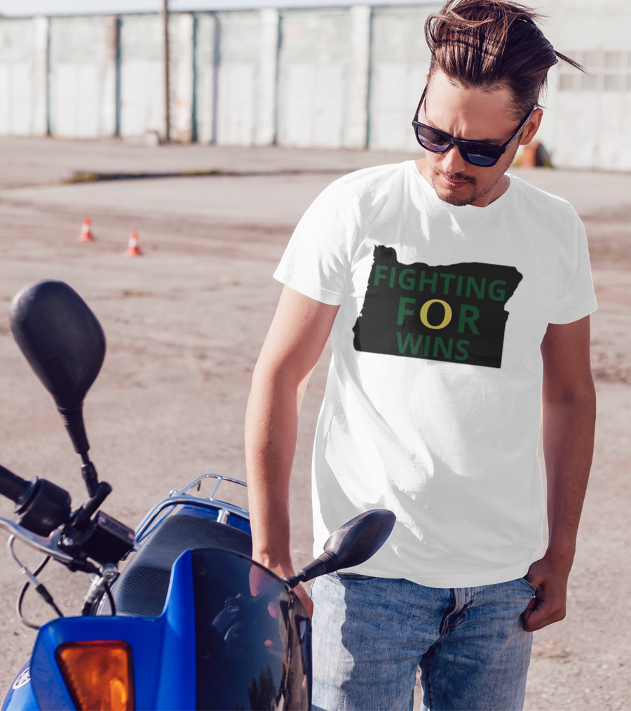 Fighting For Wins Oregon Ducks State Outline T-Shirt
