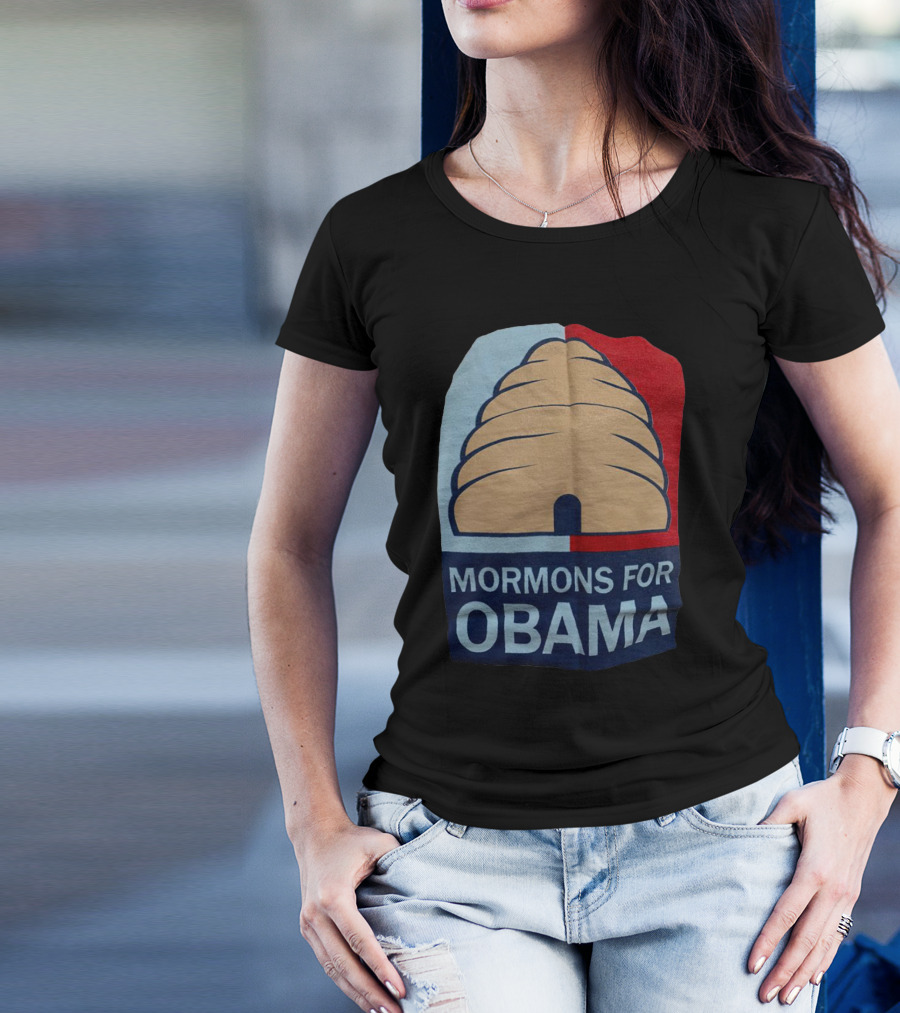 Mormons For Obama Beehive Symbol Two-Tone Background T-Shirt