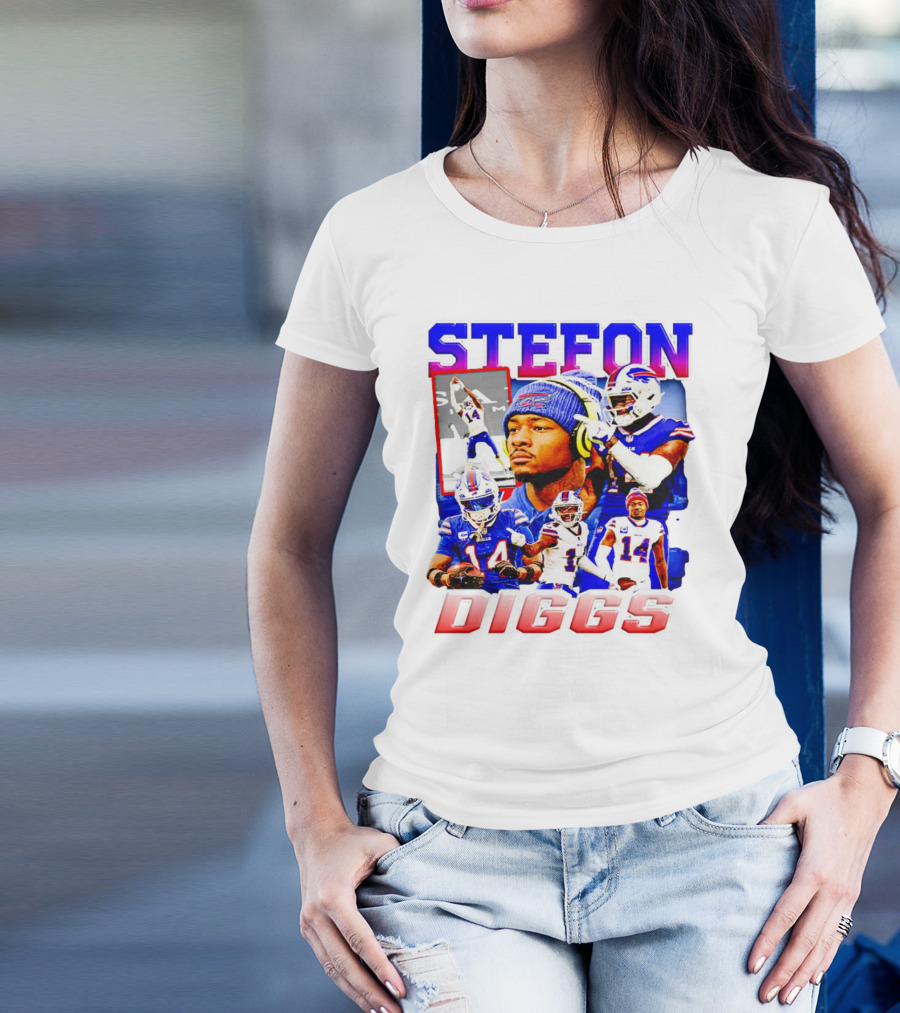 Stefon Diggs Buffalo Bills Football NFL Player Collage In Action T-Shirt