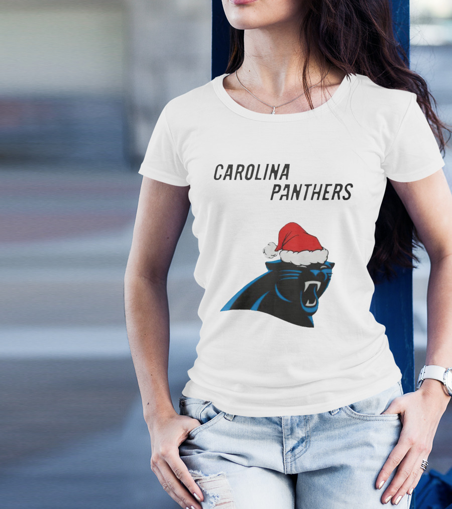 Carolina Panthers Christmas Santa Hat T-Shirt