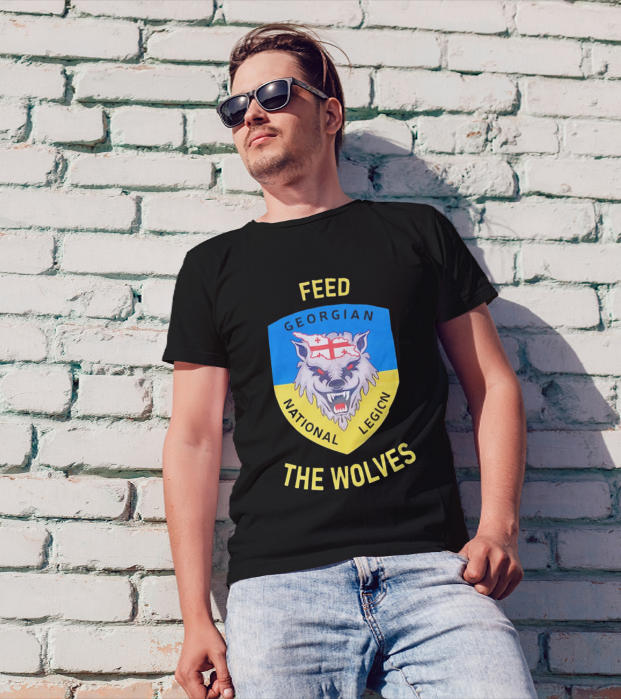 Feed The Wolves Georgian National Legion Wolf Badge With Flag Elements T-Shirt