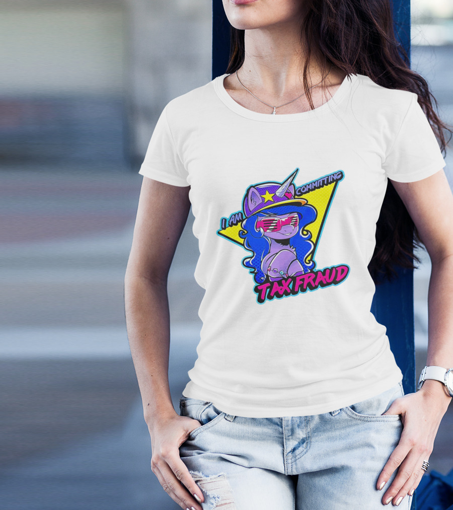 I Am Committing Tax Fraud Unicorn With Sunglasses And Hat T-Shirt
