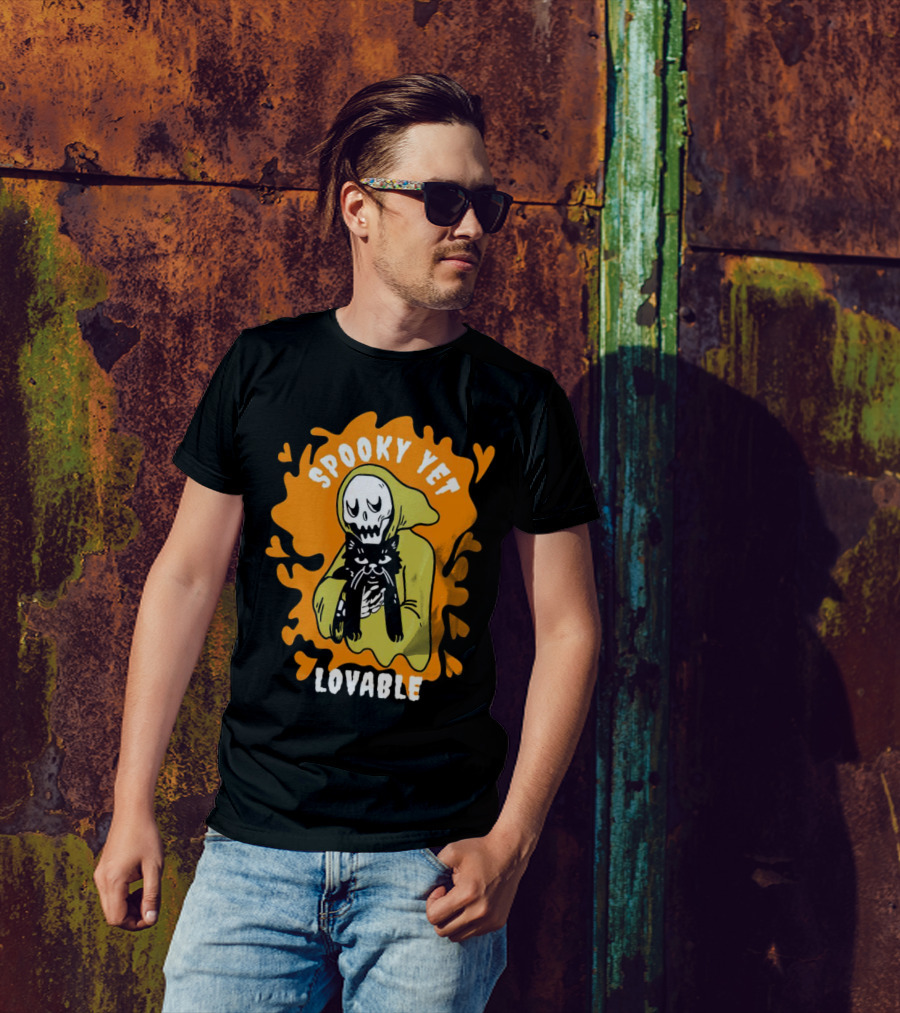 Spooky Yet Lovable Ghost And Cat T-Shirt