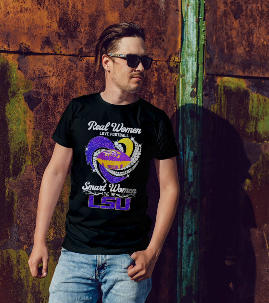 Real Women Love Football Smart Women Love The LSU Tigers Football Sparkle T-Shirt
