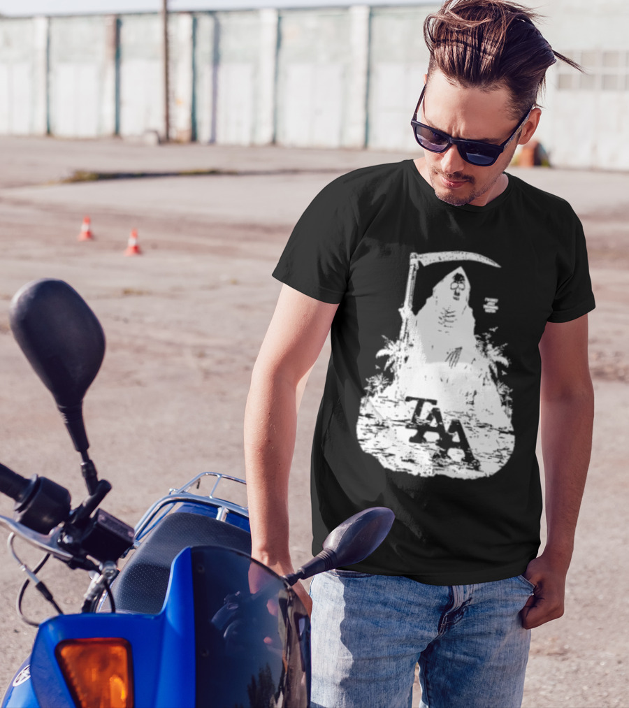 Treading Water TAA Grim Reaper With Scythe And Palm Trees T-Shirt