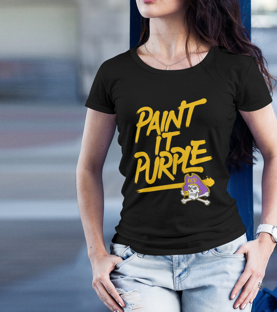 Paint It Purple Carolina ECU Pirates Skull T-Shirt