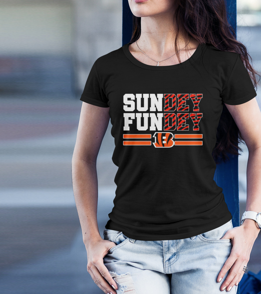 Cincinnati Bengals Sundey Funday B Logo Orange Stripes T-Shirt