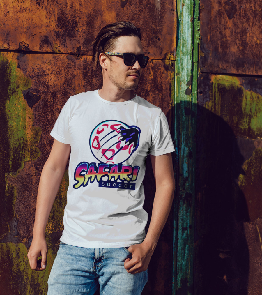 Detroit Safari Soccer Neon Animal Print球 T-Shirt