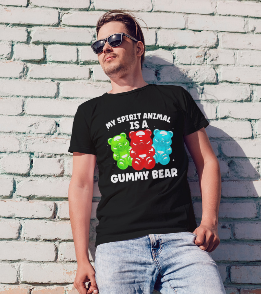 My Spirit Animal Is A Gummy Bear Trio Featuring Red Green And Blue Bears T-Shirt